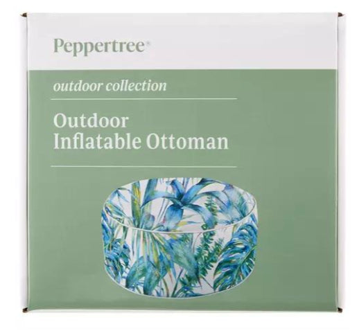 Peppertree Outdoor Inflatable Ottoman Outside Seat Removable Cover Leaf Pattern