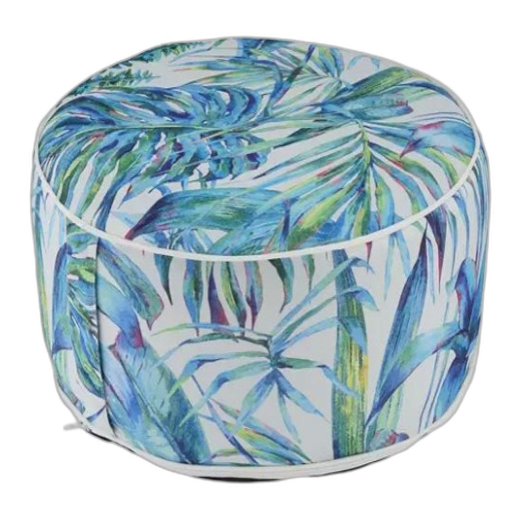 Peppertree Outdoor Inflatable Ottoman Outside Seat Removable Cover Leaf Pattern