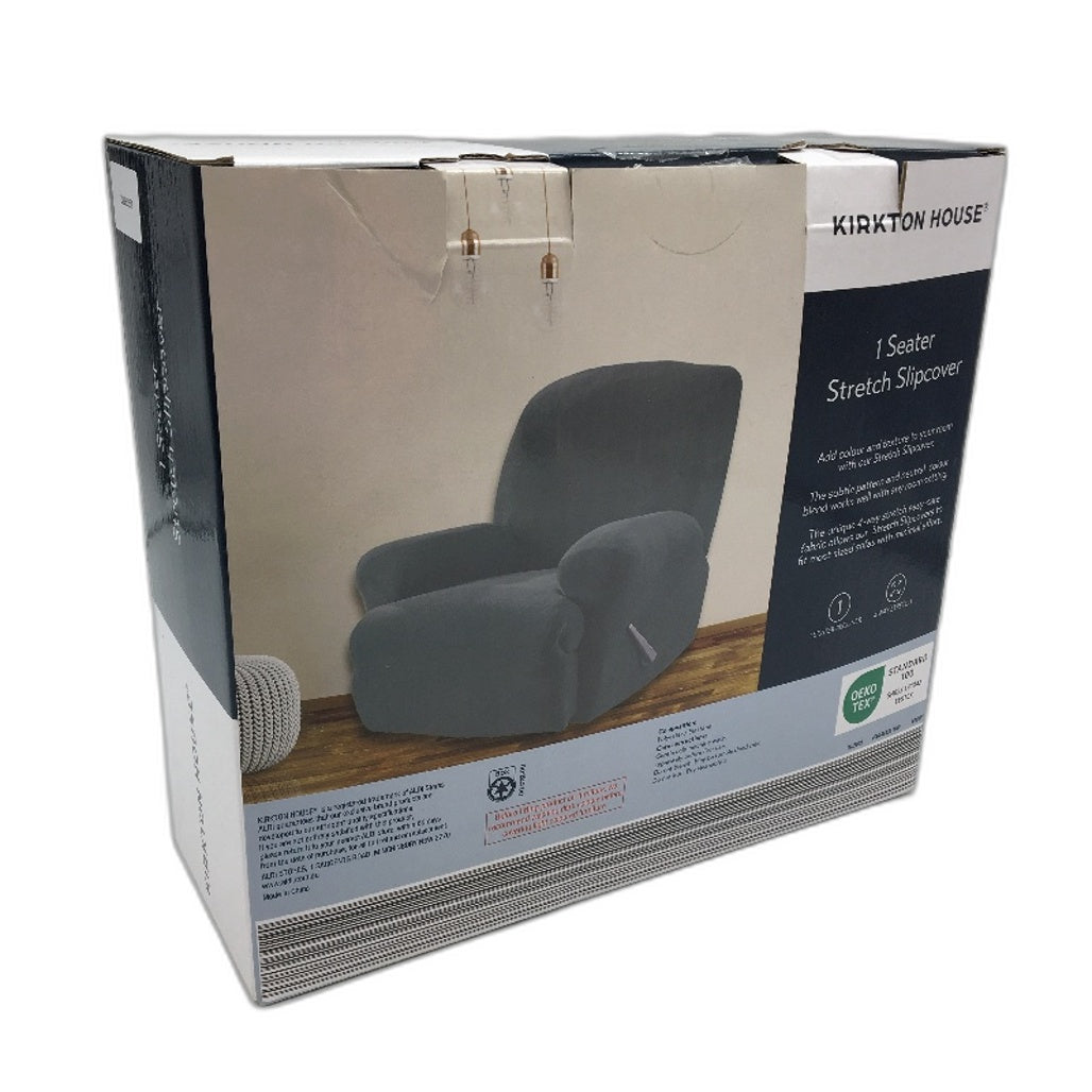 Kirkton House Recliner Seat Stretchy Slipcover Blue Soft Lined Chair Cover