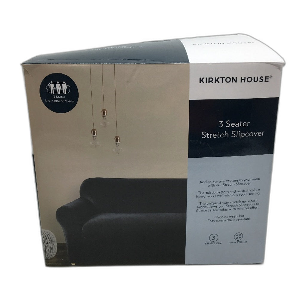 Kirkton House 3 Person Couch Stretchy Slipcover Navy Soft Lined Seat Cover