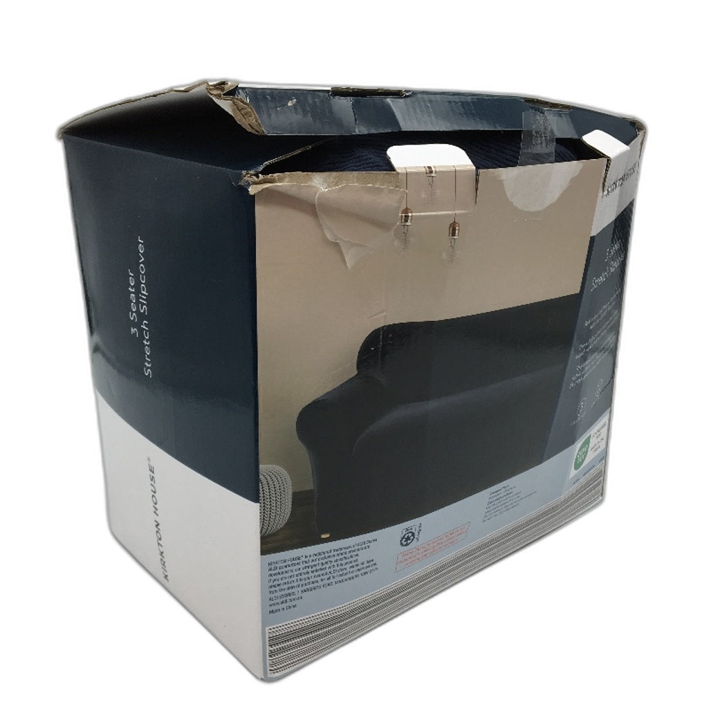 Kirkton House 3 Person Couch Stretchy Slipcover Navy Soft Lined Seat Cover