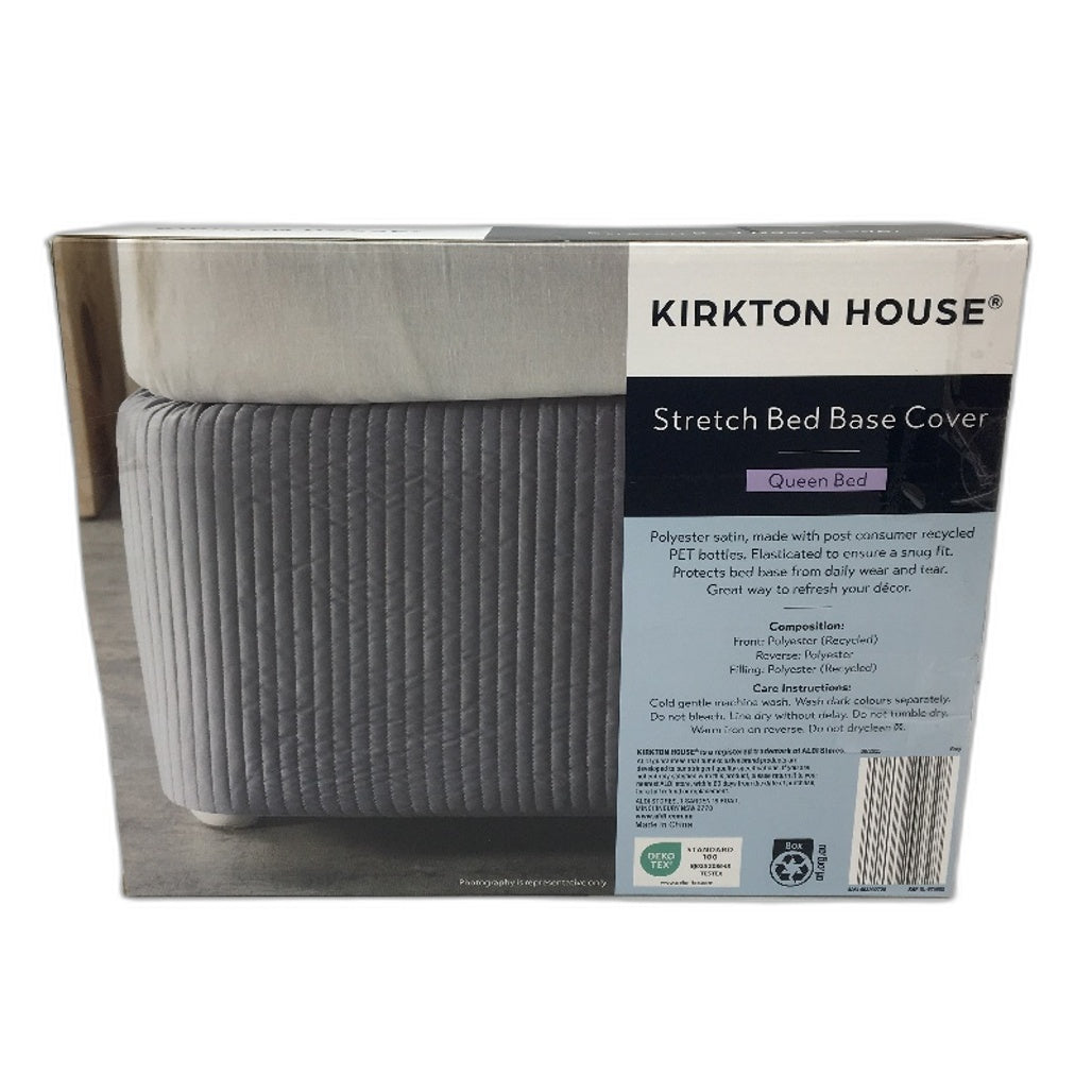 Kirkton House Silver Lined Stretchy Silky Bed Base Cover QUEEN