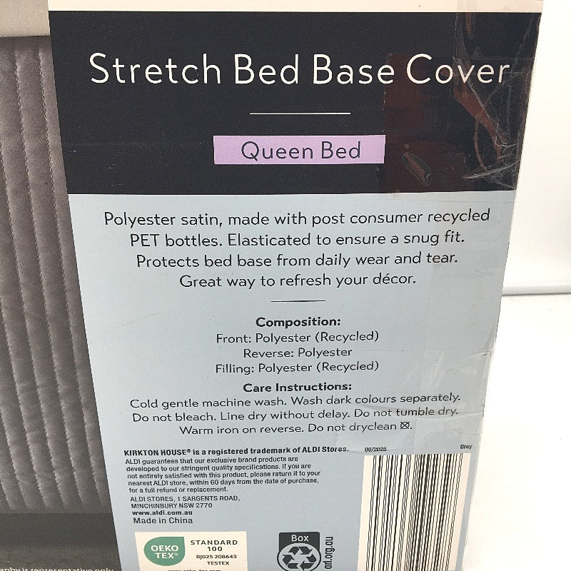 Kirkton House Silver Lined Stretchy Silky Bed Base Cover QUEEN