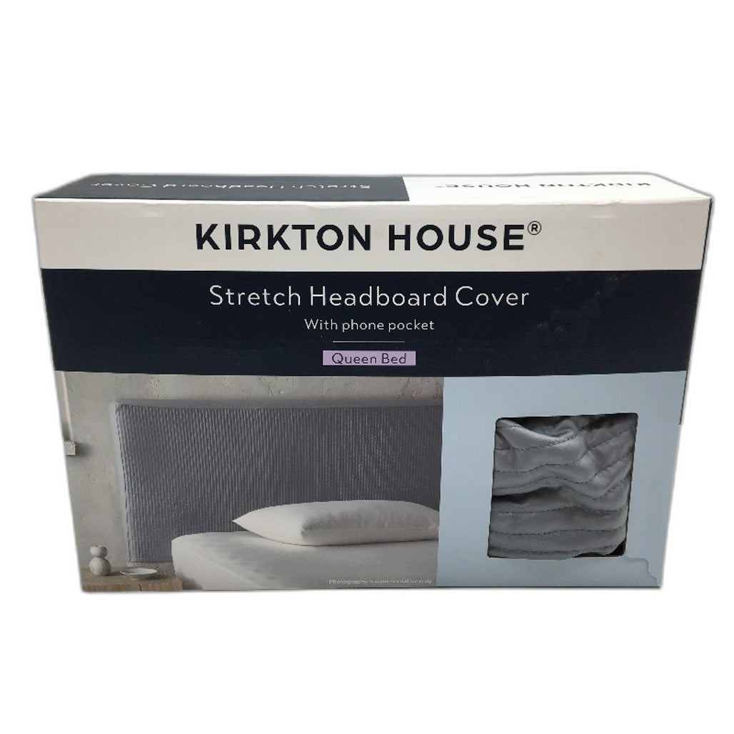Kirkton House Silver Stretchy Silky Lined Headboard Cover QUEEN