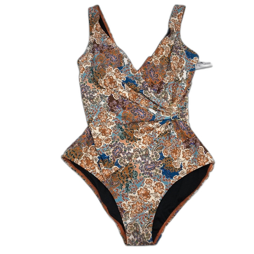 Myer Cross-Waist Buckle Multicoloured One Piece Padded Swimsuit Ladies Size 10