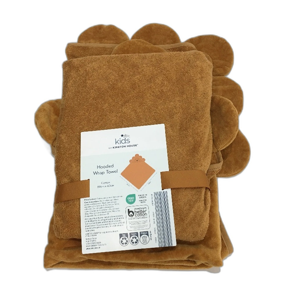 Kids By Kirkton House 2 Pack 100% Cotton Lion Soft Hooded Wrap Towels