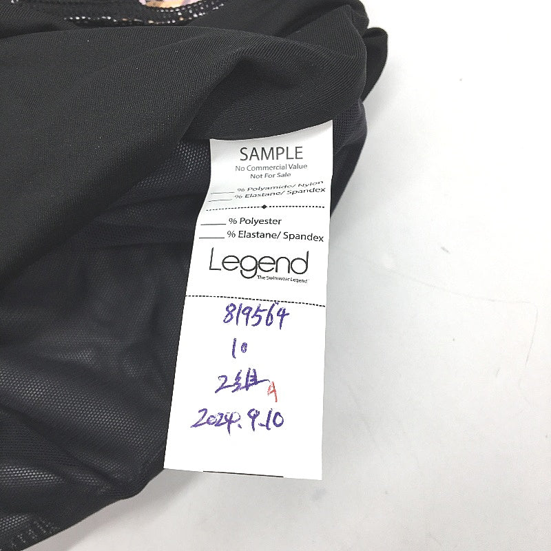 Myer Black & Purple Patterned Padded Swim Top Ruffle Strap Ladies Size 10