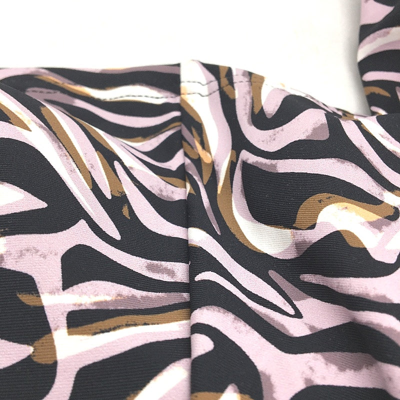 Myer Black & Purple Patterned Padded Swim Top Ruffle Strap Ladies Size 10