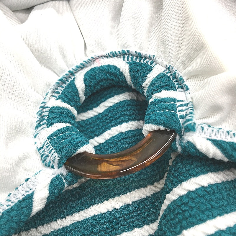 Myer Teal & White Striped Padded One Piece Soft Textured Swimsuit Ladies Size 10