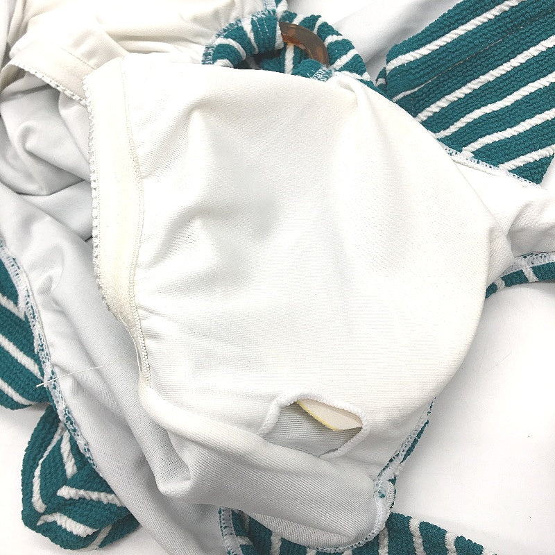 Myer Teal & White Striped Padded One Piece Soft Textured Swimsuit Ladies Size 10