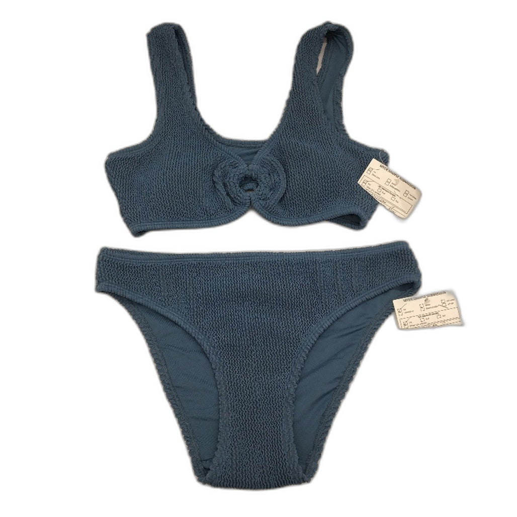 Myer 2 Piece Blue Textured Bikini Top & Bottom Swim Set Ladies Size 10