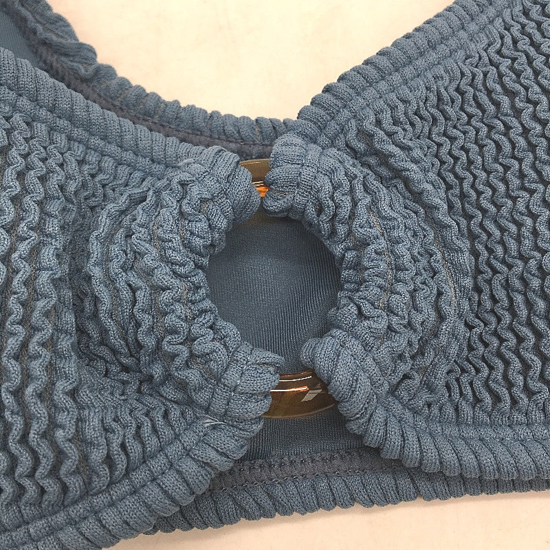 Myer Blue Padded Bikini Top Textured Swim Top Ladies Size 10