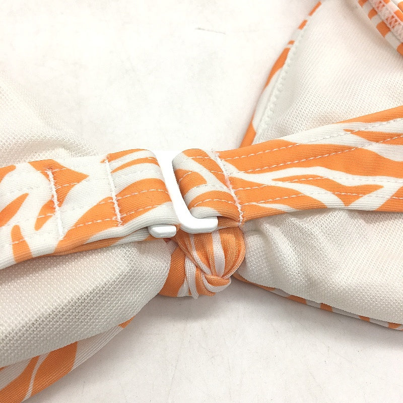 AllAboutEve Orange & White Padded Zebra Patterned Bikini Top Ladies Size 10