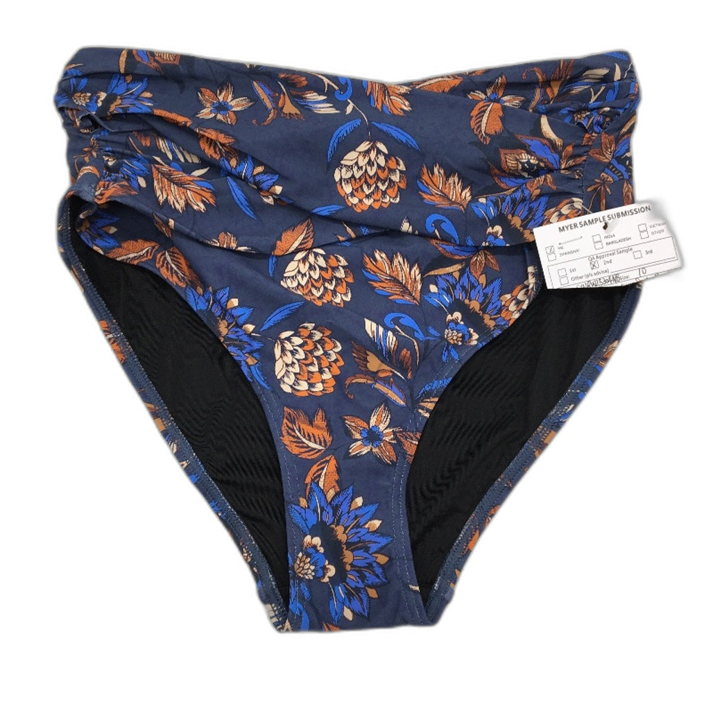 Myer Navy Blue Floral Patterned Cross Front Brief Bikini Bottom Ladies Size 10