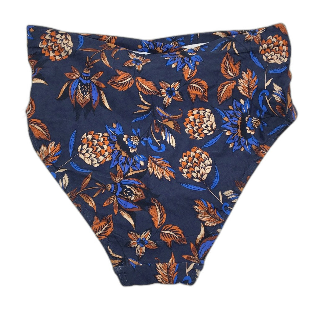 Myer Navy Blue Floral Patterned Cross Front Brief Bikini Bottom Ladies Size 10