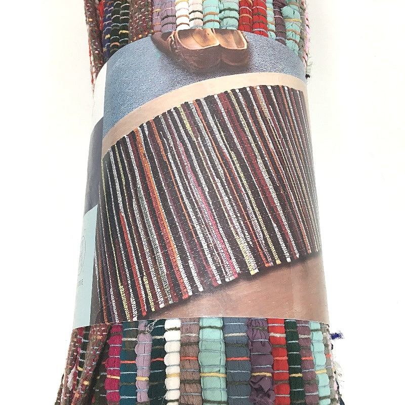 Kirkton House Hand Crafted Mixed Fibre Multicoloured Chindi Rug 120 x 180cm NEW