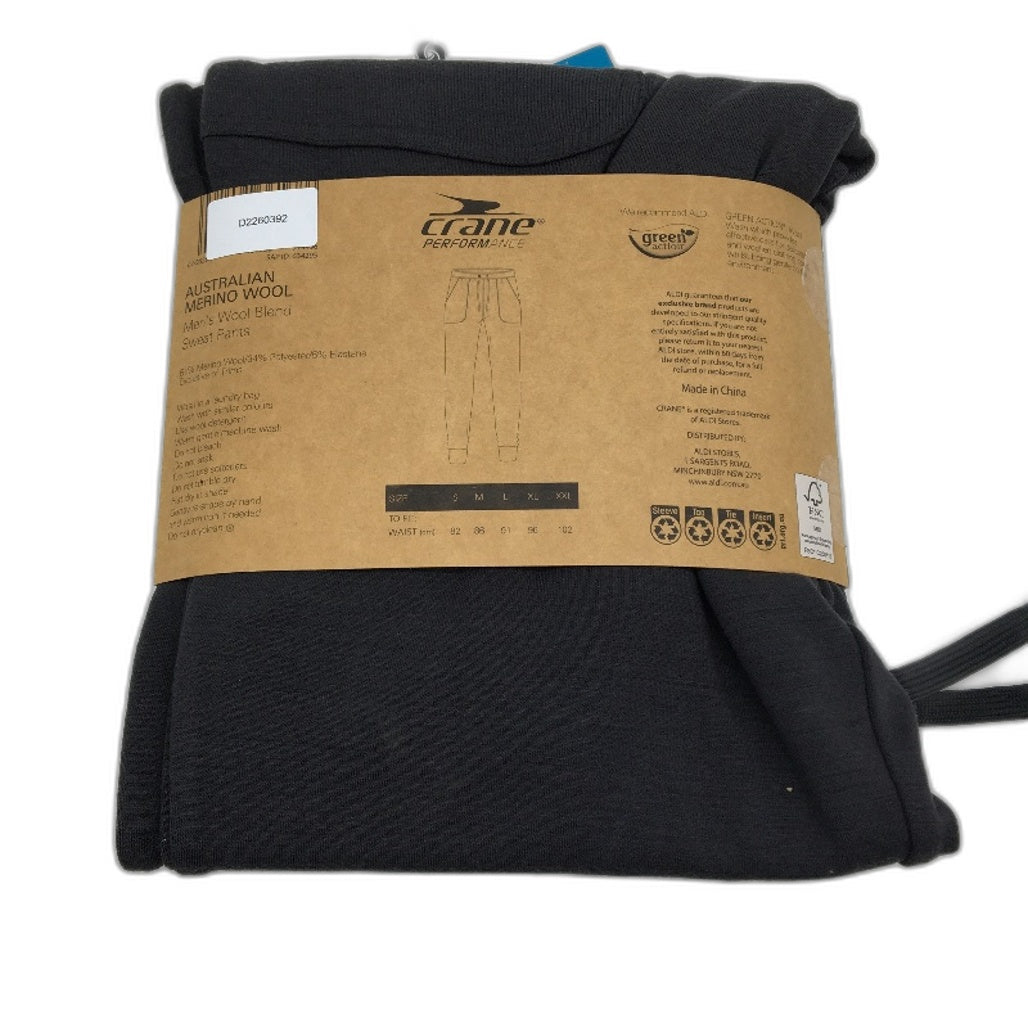 Crane Performance Charcoal Grey Merino Wool Blend Sweat Pants Mens Size S NEW