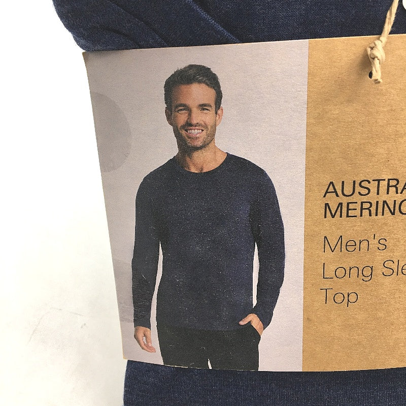 Crane Performance 100% Merino Fine Wool Navy Long Sleeve Top Mens Size S NEW