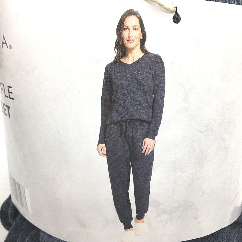 Serra Cotton Blend Charcoal Grey Full Length Waffle PJ Set Ladies Size 16 NEW