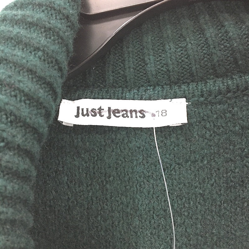 Just Jeans Forest Green Knitted Long Line Belted Jacket Ladies Size 18 NEW