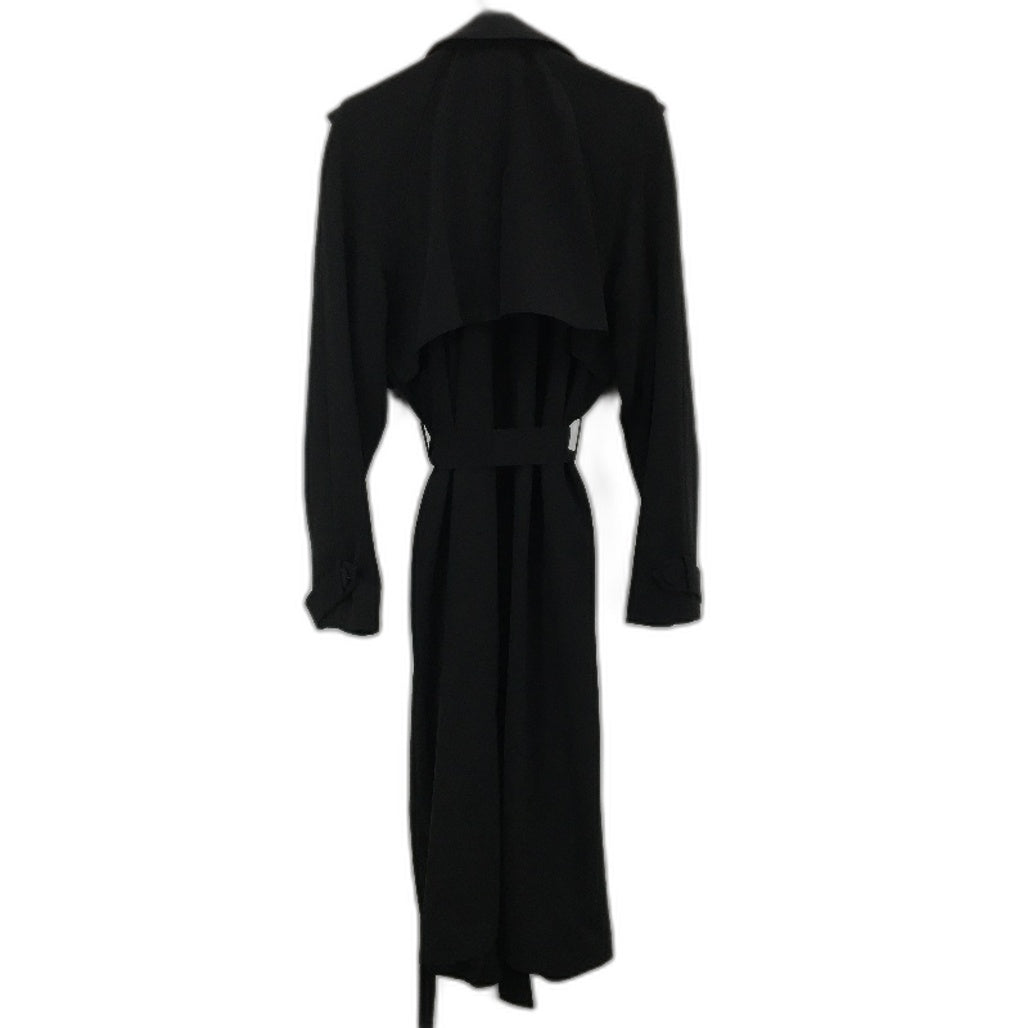 Portmans Curve Black Longline Double Breasted Belted Trench Coat Lds Sz 18 NEW