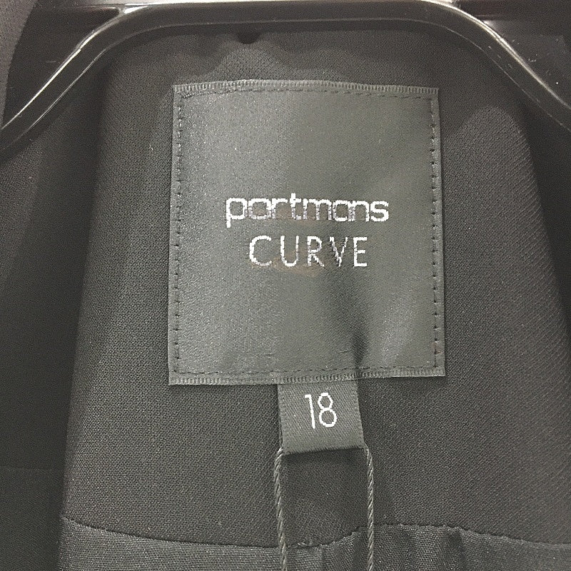 Portmans Curve Black Longline Double Breasted Belted Trench Coat Lds Sz 18 NEW