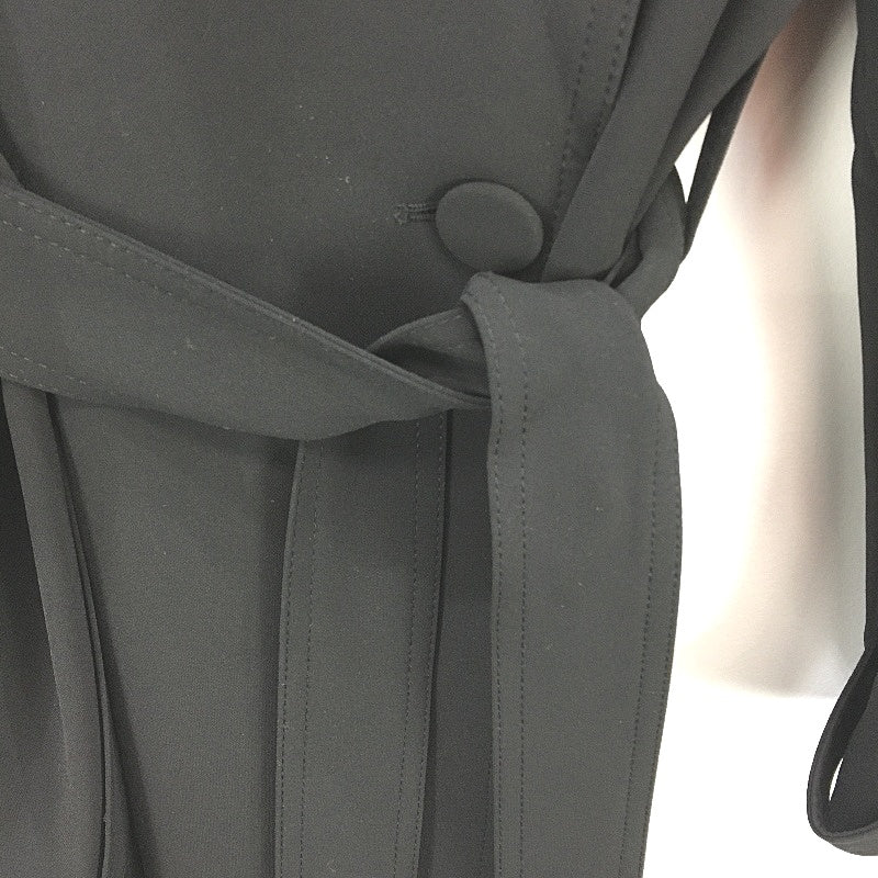 Portmans Curve Black Longline Double Breasted Belted Trench Coat Lds Sz 18 NEW