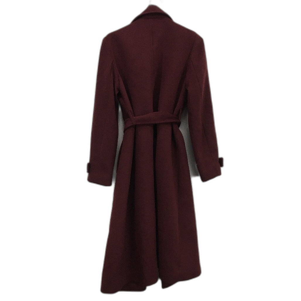Portmans Burgandy Wool Blend Longline Double Breasted Belted Coat Lds Size 8 NEW