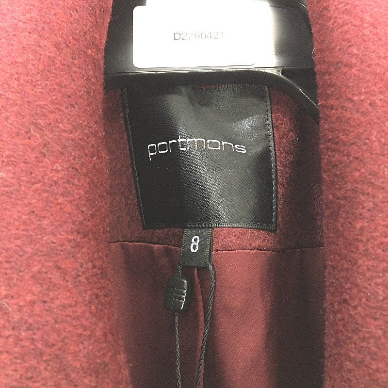 Portmans Burgandy Wool Blend Longline Double Breasted Belted Coat Lds Size 8 NEW