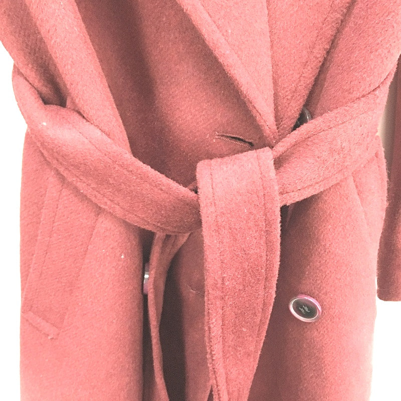 Portmans Burgandy Wool Blend Longline Double Breasted Belted Coat Lds Size 8 NEW