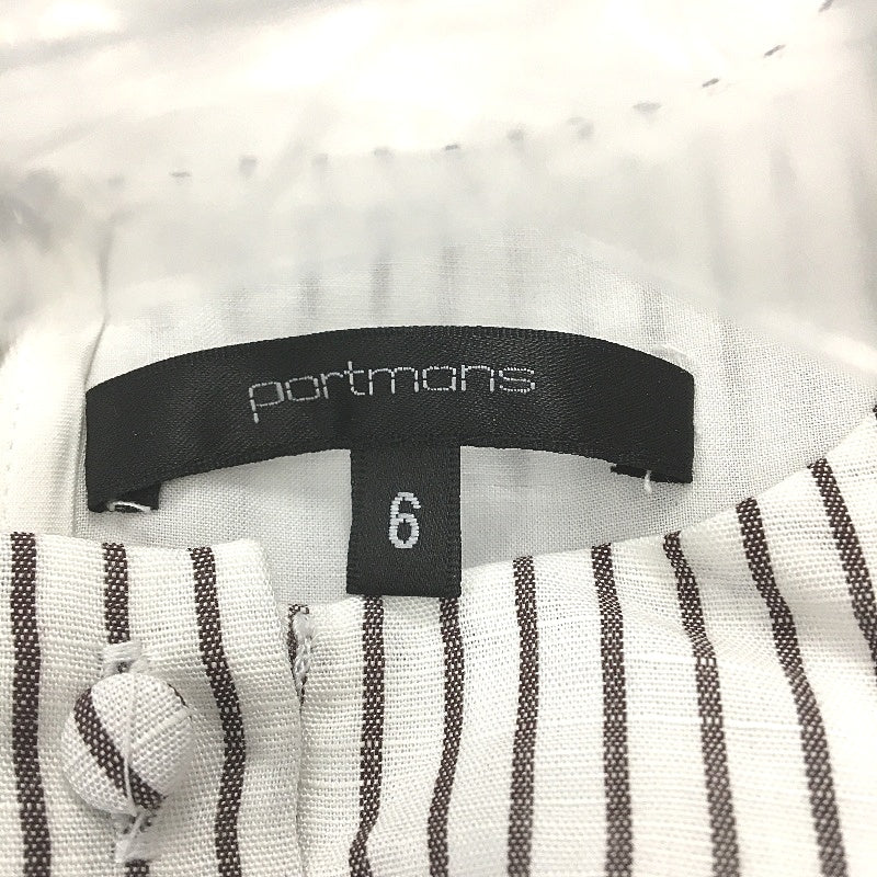 Portmans Fudge Stripe Linen Blend Ruched Sides Bubble Skirted Dress Size 6 NEW