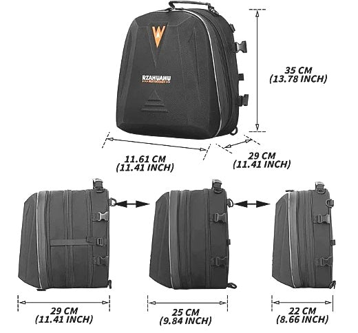 RZAHUAHU Motorcycle Luggage Bags Rear Seat Waterproof Tail Backpack Expandable