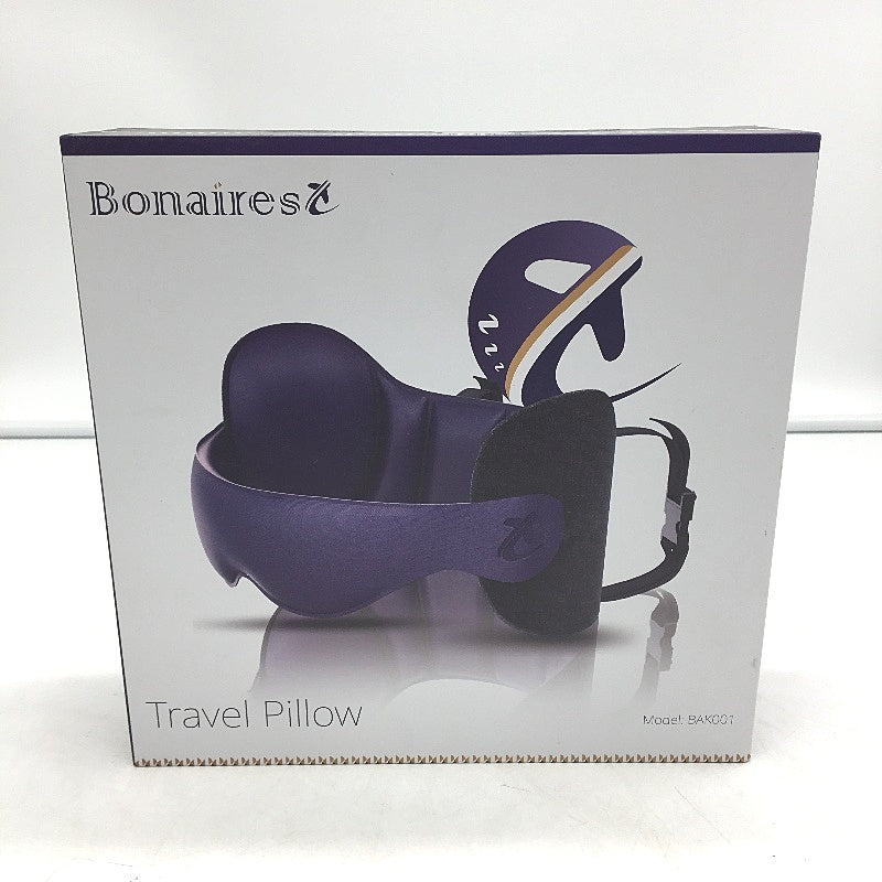 Bonairest Travel Essentials Pillow Airplane 360° Support Headrest & Eye Mask NEW