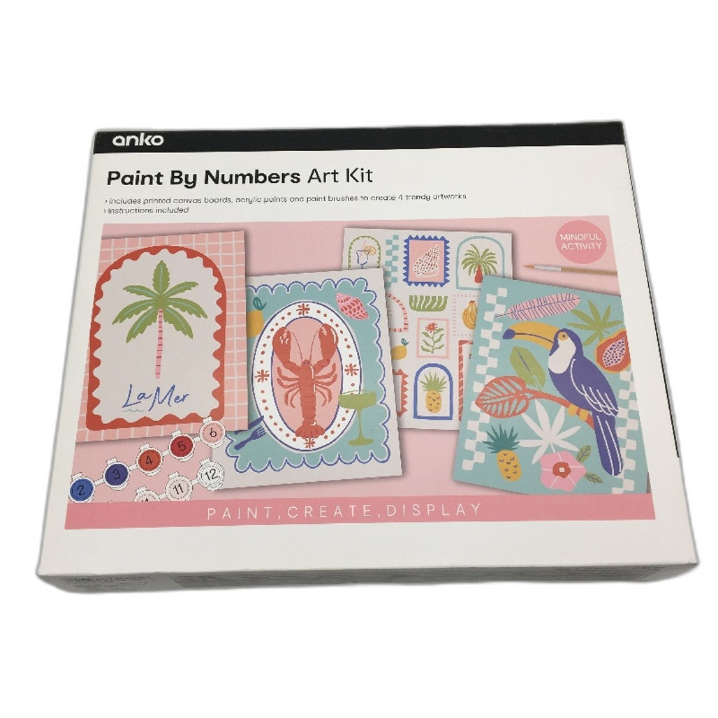 3 Pack Paint By Numbers, Tote Bag Art Kit and 50 Pack Brush Set Bundle NEW