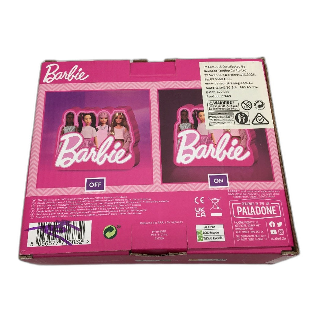 3 Pack Paladone Barbie Logo Desktop & Wall Mounted Home Decor LED Lights NEW
