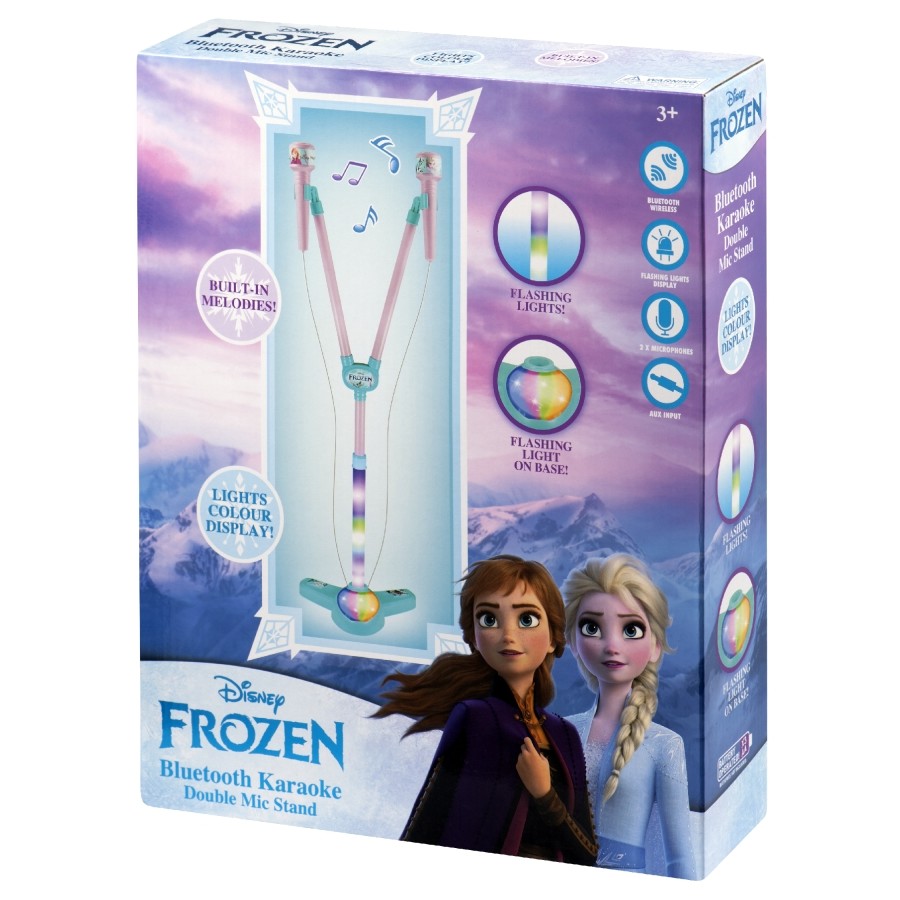 Disney Frozen Bluetooth Karaoke Double Mic Stand with Voice Effects Ages 3+ NEW