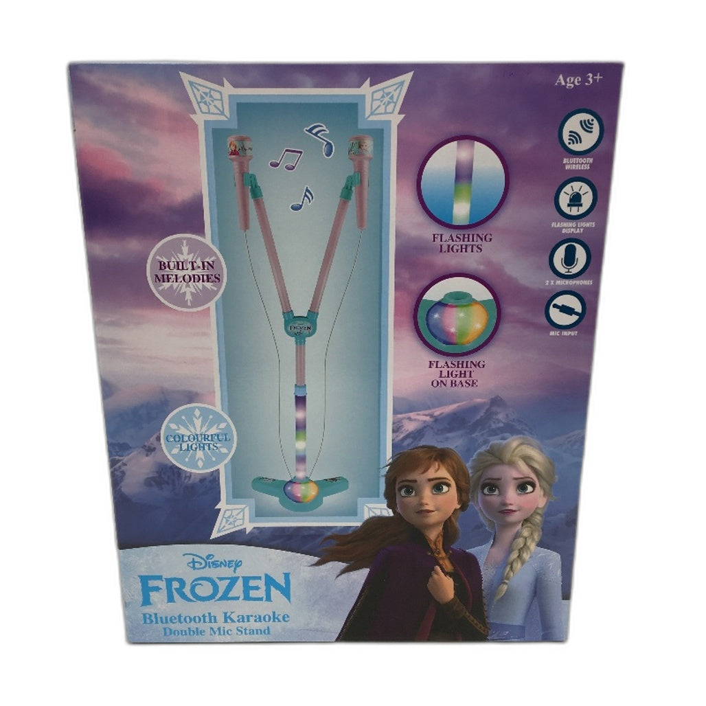 Disney Frozen Bluetooth Karaoke Double Mic Stand with Voice Effects Ages 3+ NEW