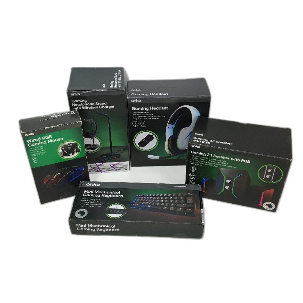 5 Pack Black LED RGB PC Wired Desktop Gaming Set DEMO