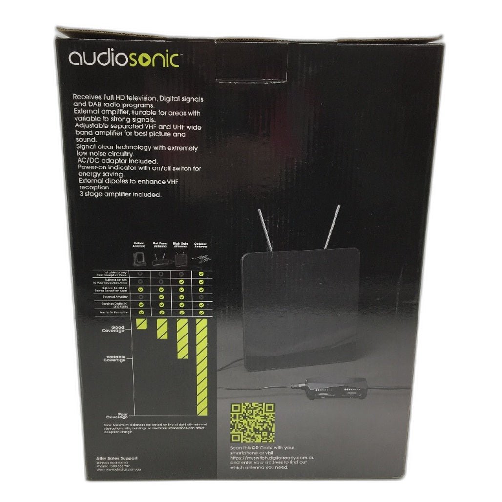 AudioSonic KA6765 High Gain Antenna 3 Stage Amp Indoor TV Receiver NEW
