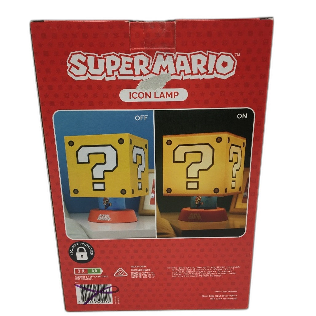Paladone Super Mario Mystery Block Icon Desktop Lamp 26.5cm / 10.4 Inch Tall NEW