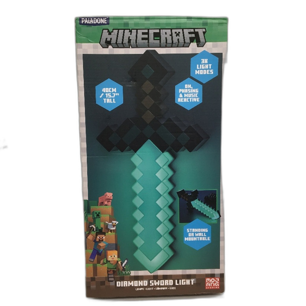 Paladone Minecraft Diamond Sword and Creeper Icon Lamp Home Decor Bundle NEW