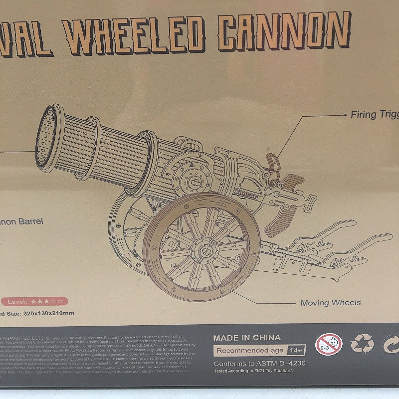 Verve 158 Piece Medieval Wheeled Cannon 3D Wooden Puzzle Ages 14+ NEW