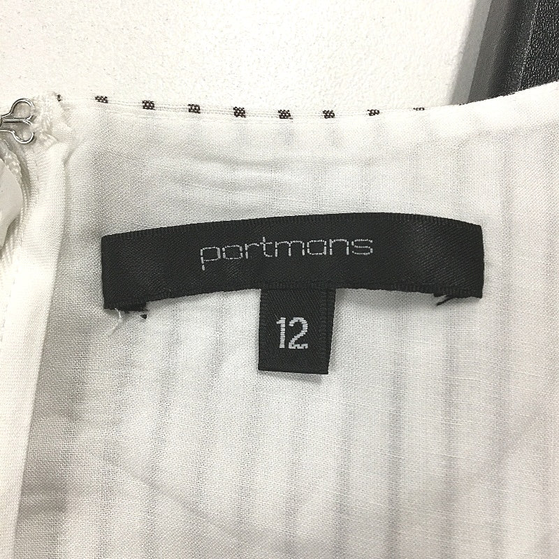 Portmans Fudge Stripe Linen Blend Ruched Sides Bubble Skirted Dress Size 12 NEW