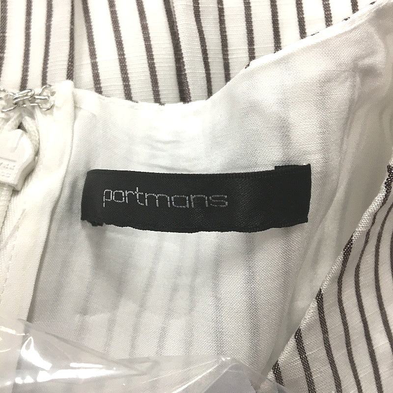 Portmans Fudge Stripe Linen Blend Ruched Sides Bubble Skirted Dress Size 14 NEW