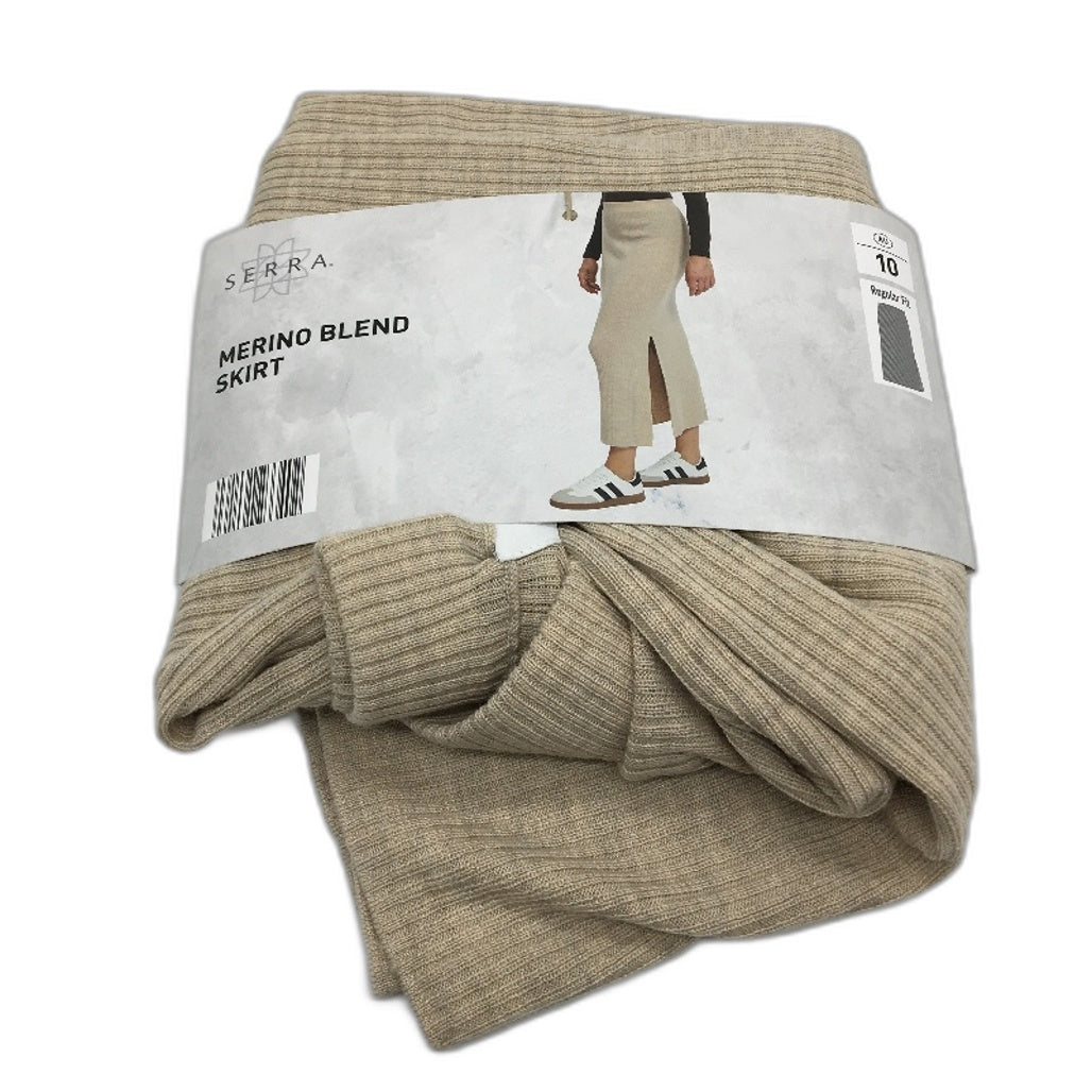 Serra Taupe Merino Wool Blend Regular Fit Long Skirt Side Split Ladies Sz 10 NEW