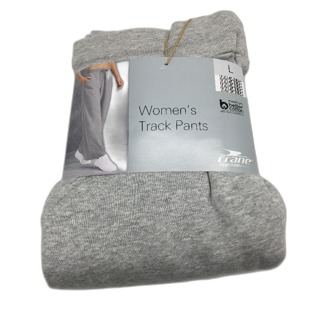 Crane Performance Mid Grey Straight Leg Cotton Blend Track Pants Ladies L NEW