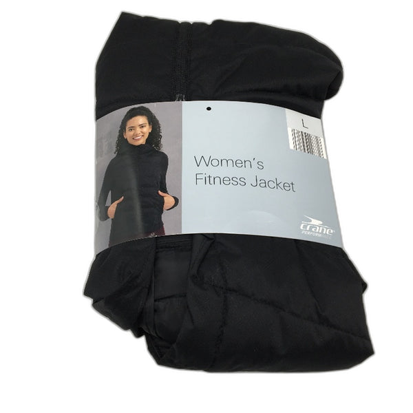 Crane Black Zip Up Fitness Lightweight Slim Fit Jacket Ladies Size Large NEW