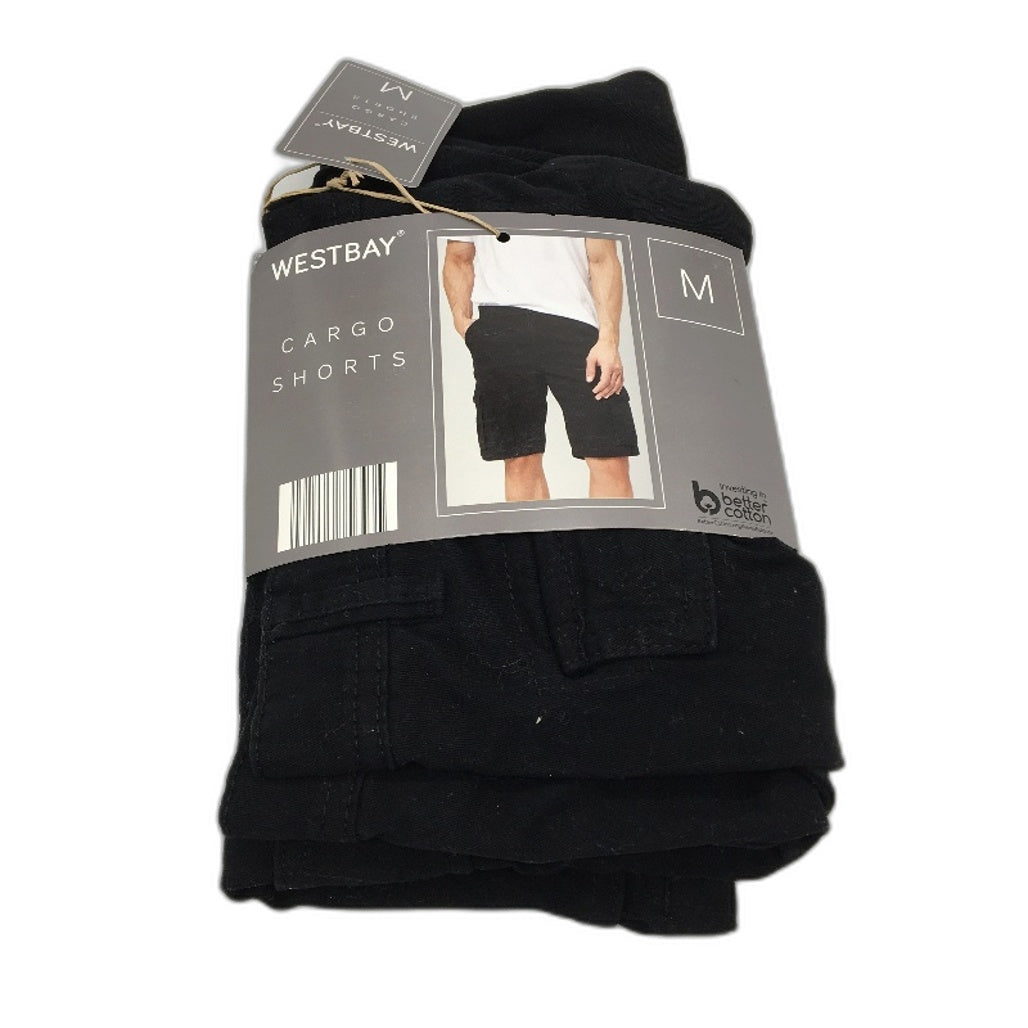 Westbay Black Classic Cotton Cargo Button Zip-Up Shorts Mens Size Medium NEW