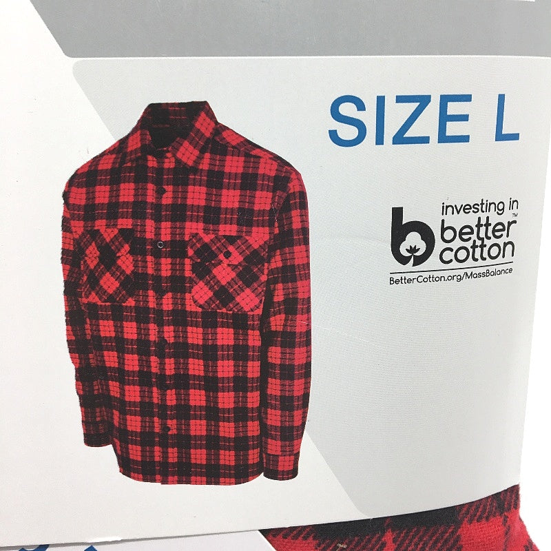 Workzone Red & Black Checkered Work Flannel Shirt Button-Up Mens Size Large NEW