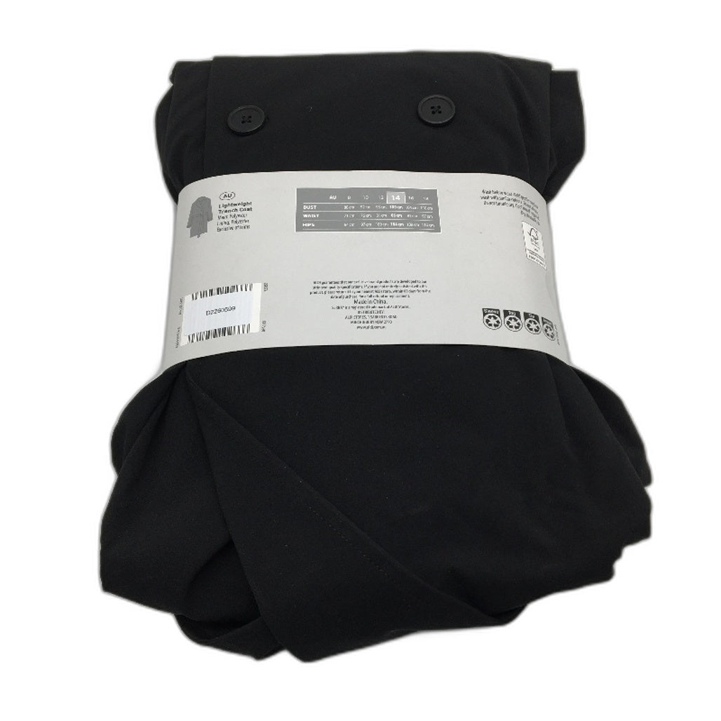 Serra Black Lightweight Button Up & Belted Trench Coat Ladies Size 14 NEW